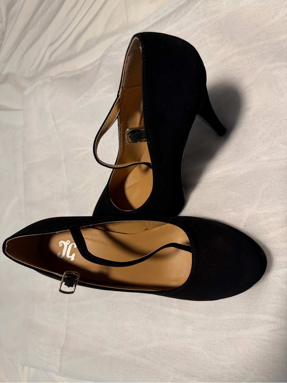 Classic Black Mary Jane Heels with Buckle Strap